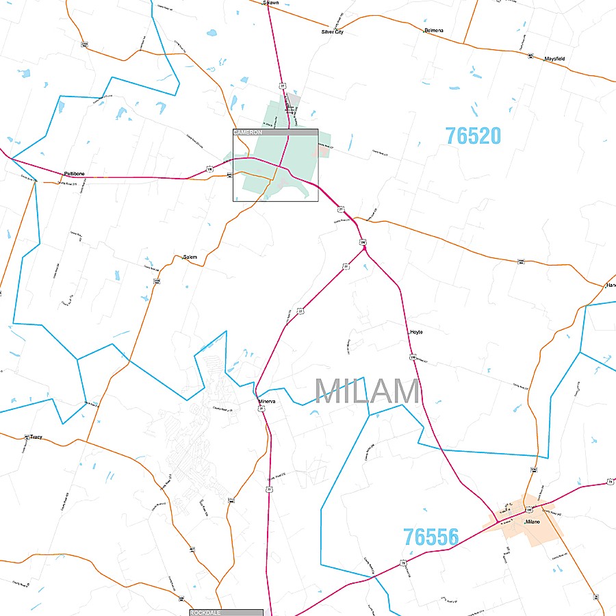 Milam County, TX Premium Style Wall Map