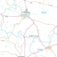 Milam County, TX Premium Style Wall Map