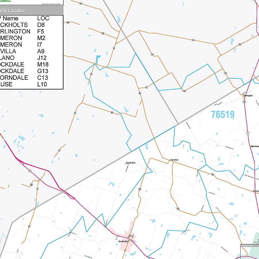 Milam County, TX Premium Style Wall Map