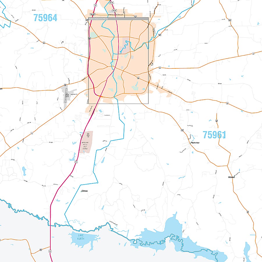 Nacogdoches County, TX Premium Style Wall Map