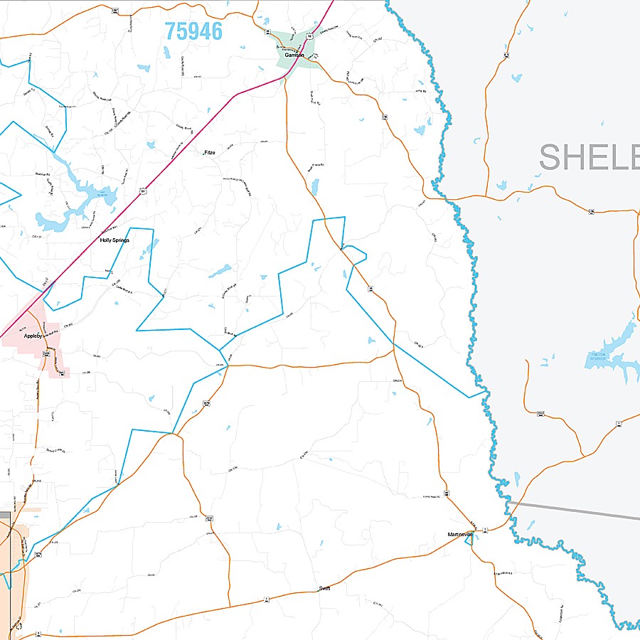 Nacogdoches County, TX Premium Style Wall Map
