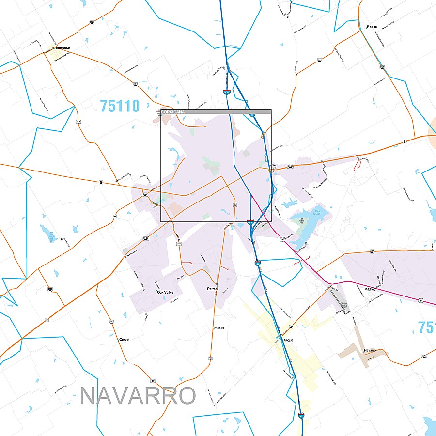 Navarro County, TX Premium Style Wall Map