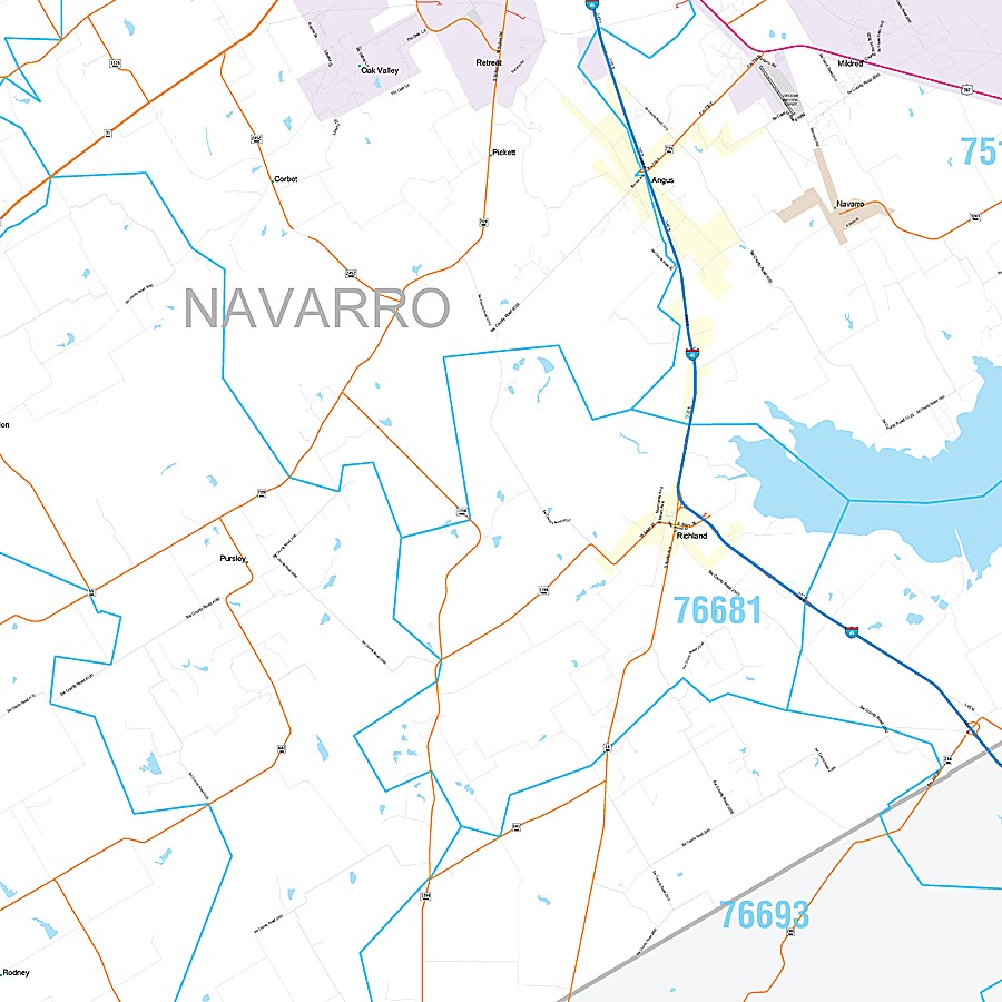 Navarro County, TX Premium Style Wall Map
