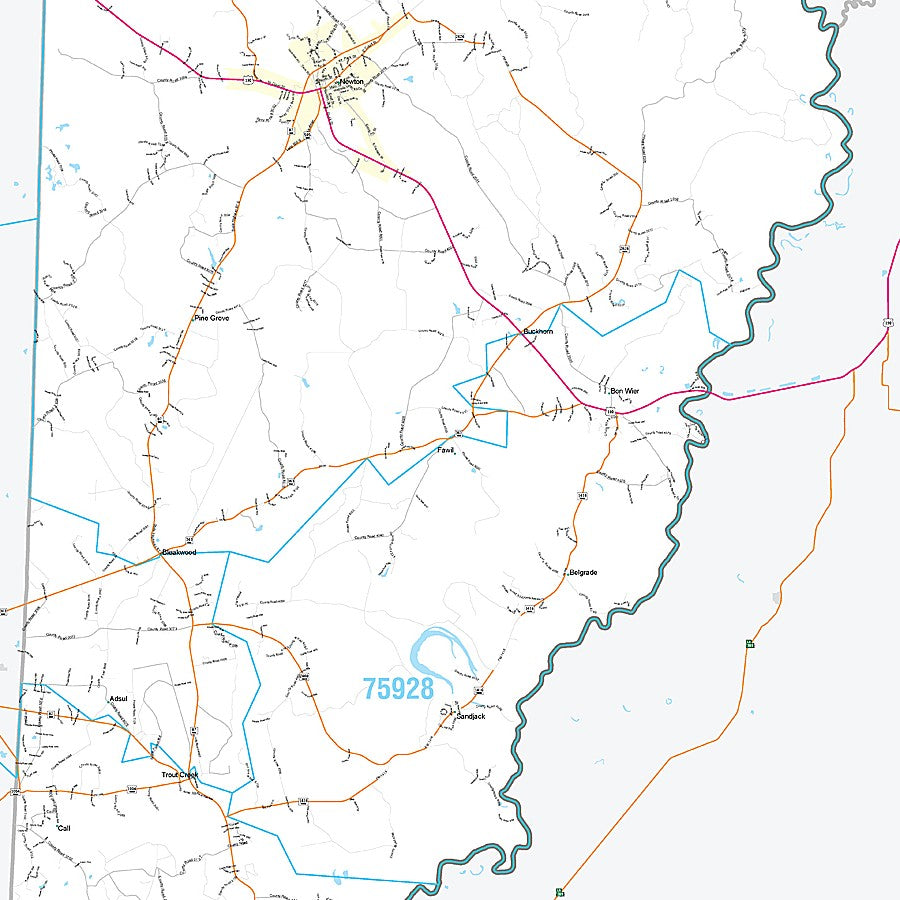 Newton County, TX Premium Style Wall Map