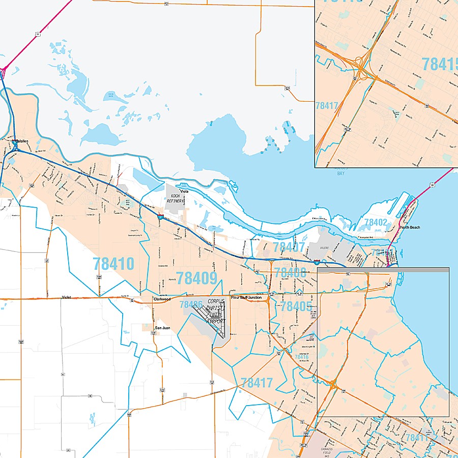 Nueces County, TX Premium Style Wall Map