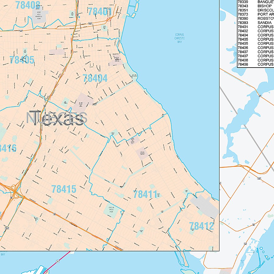 Nueces County, TX Premium Style Wall Map