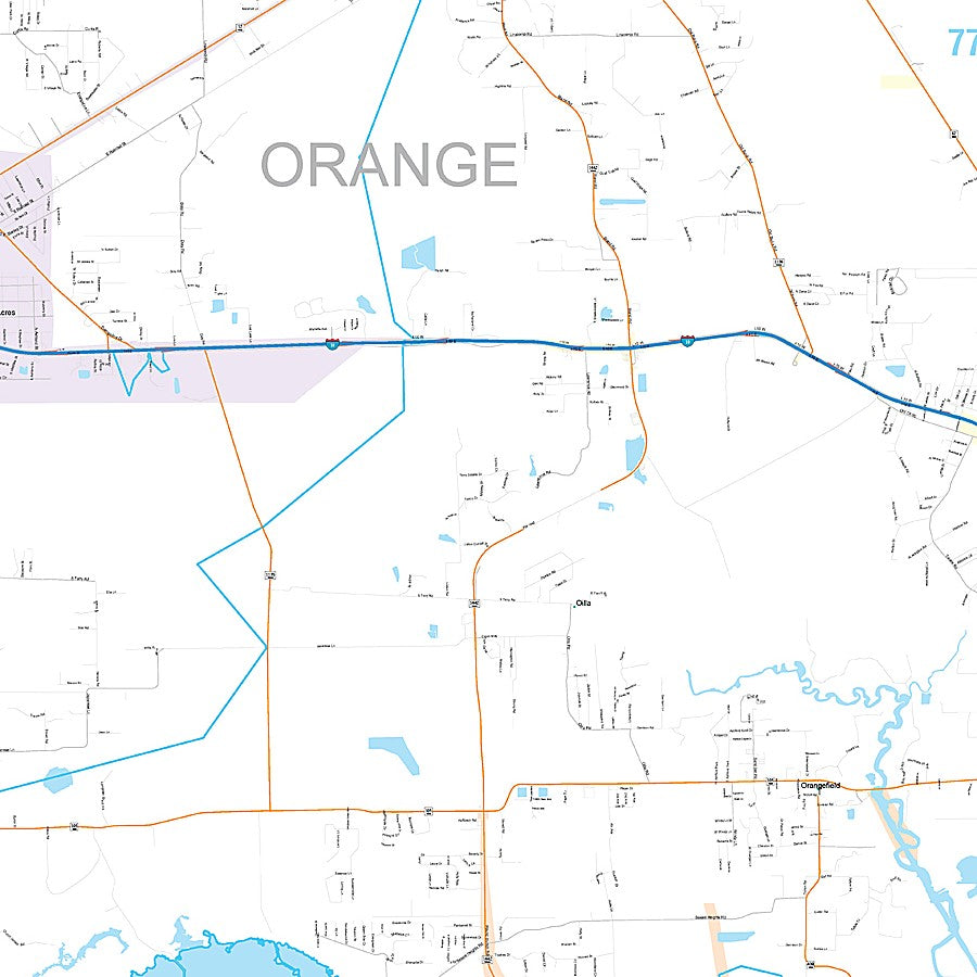 Orange County, TX Premium Style Wall Map