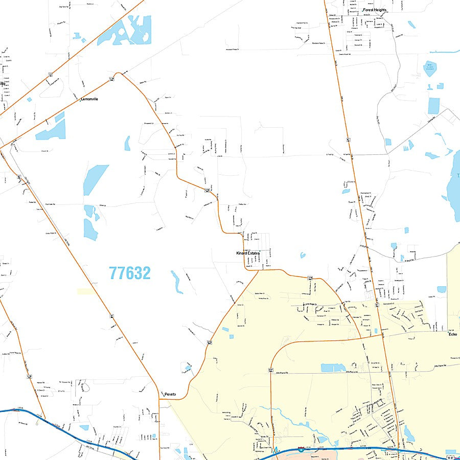 Orange County, TX Premium Style Wall Map