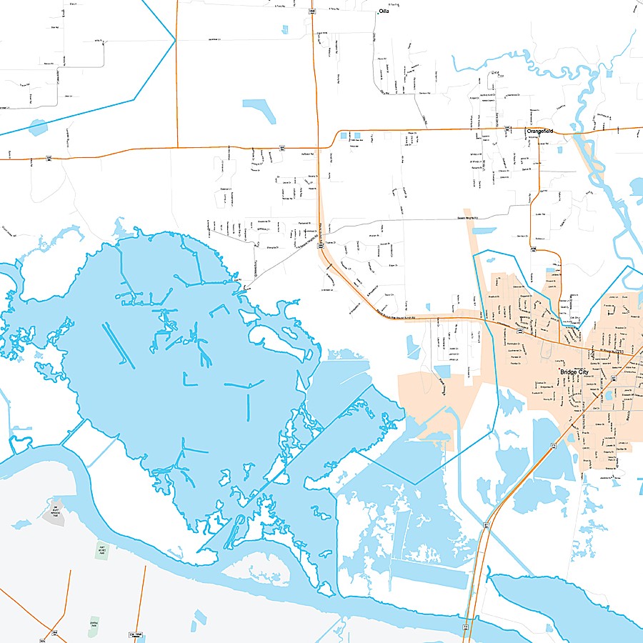 Orange County, TX Premium Style Wall Map