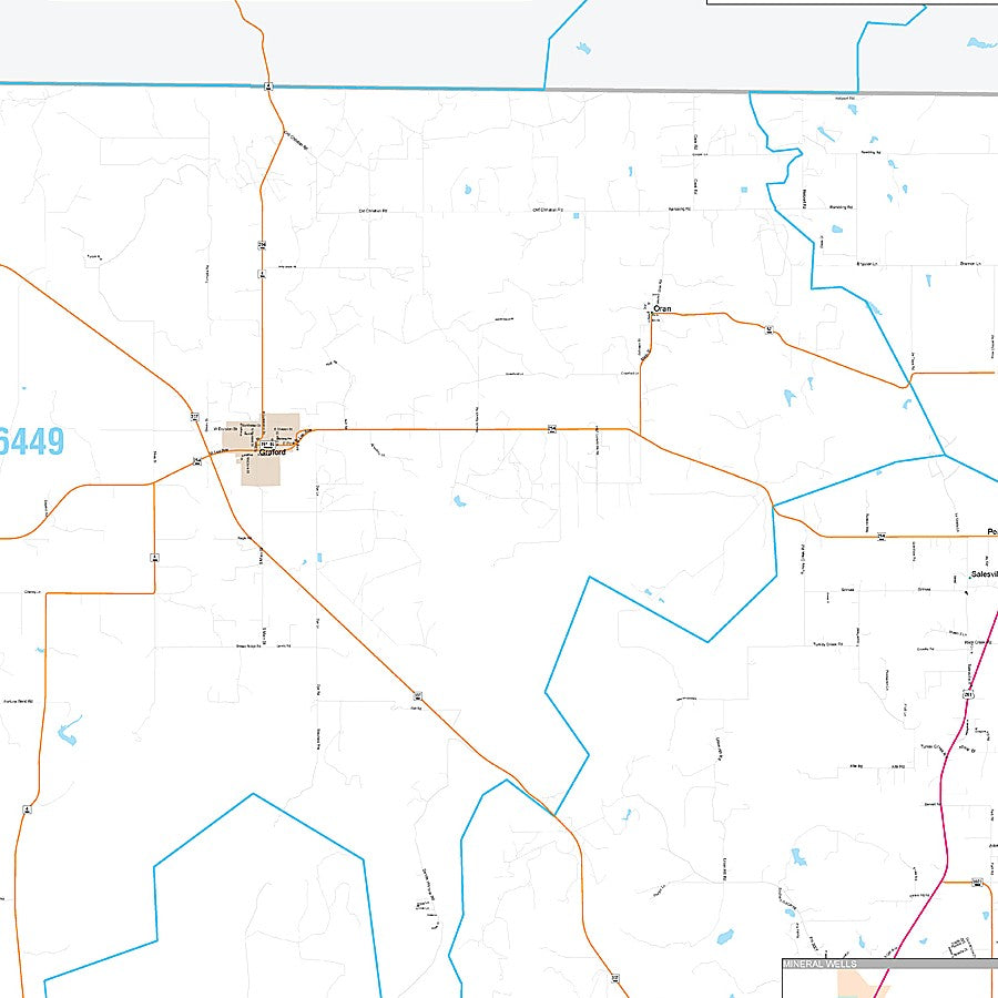Palo Pinto County, TX Premium Style Wall Map