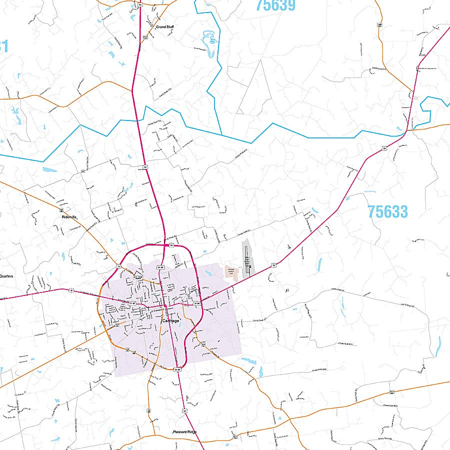 Panola County, TX Premium Style Wall Map