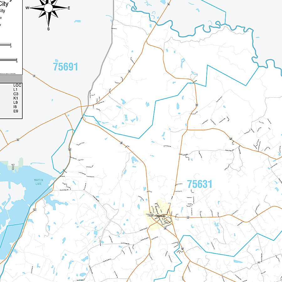 Panola County, TX Premium Style Wall Map