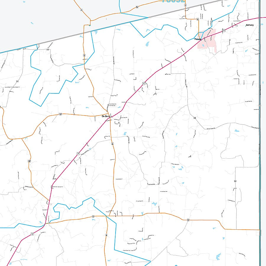 Panola County, TX Premium Style Wall Map