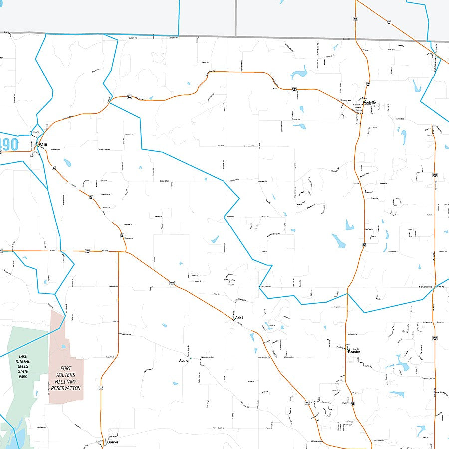 Parker County, TX Premium Style Wall Map