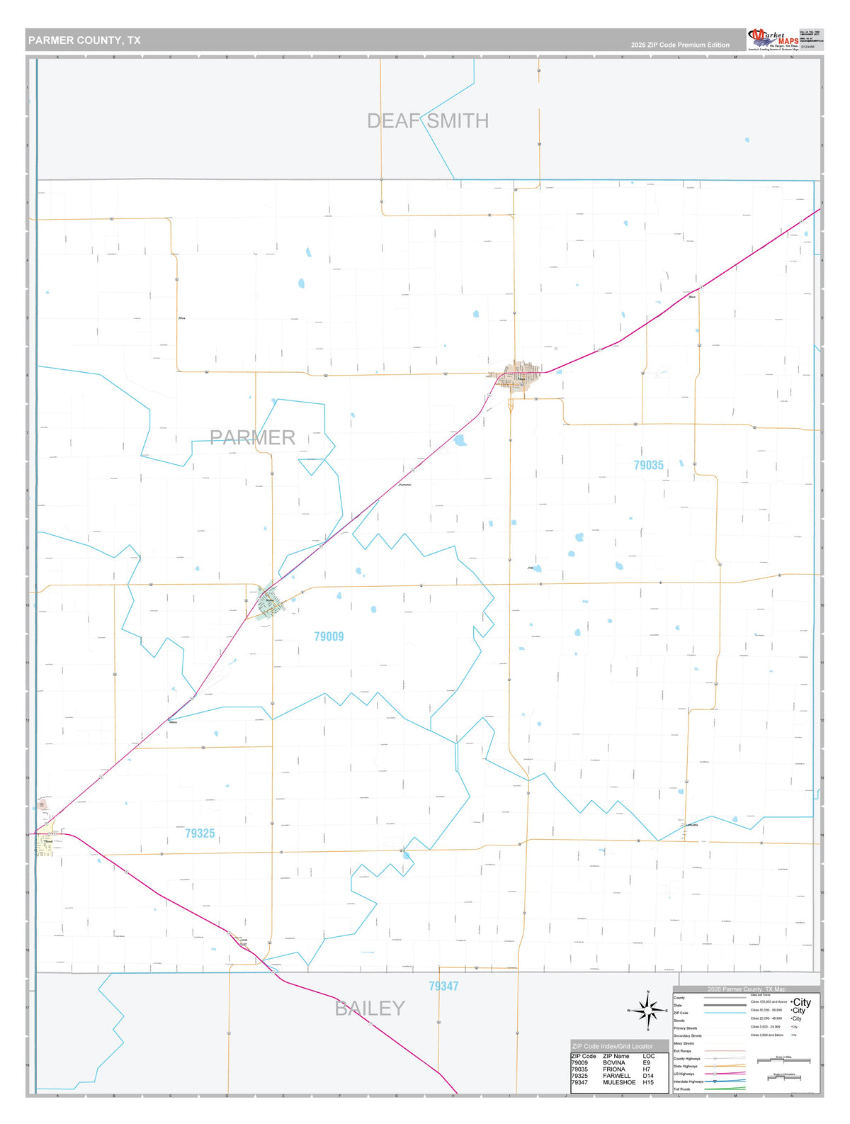 Parmer County, TX Premium Style Wall Map