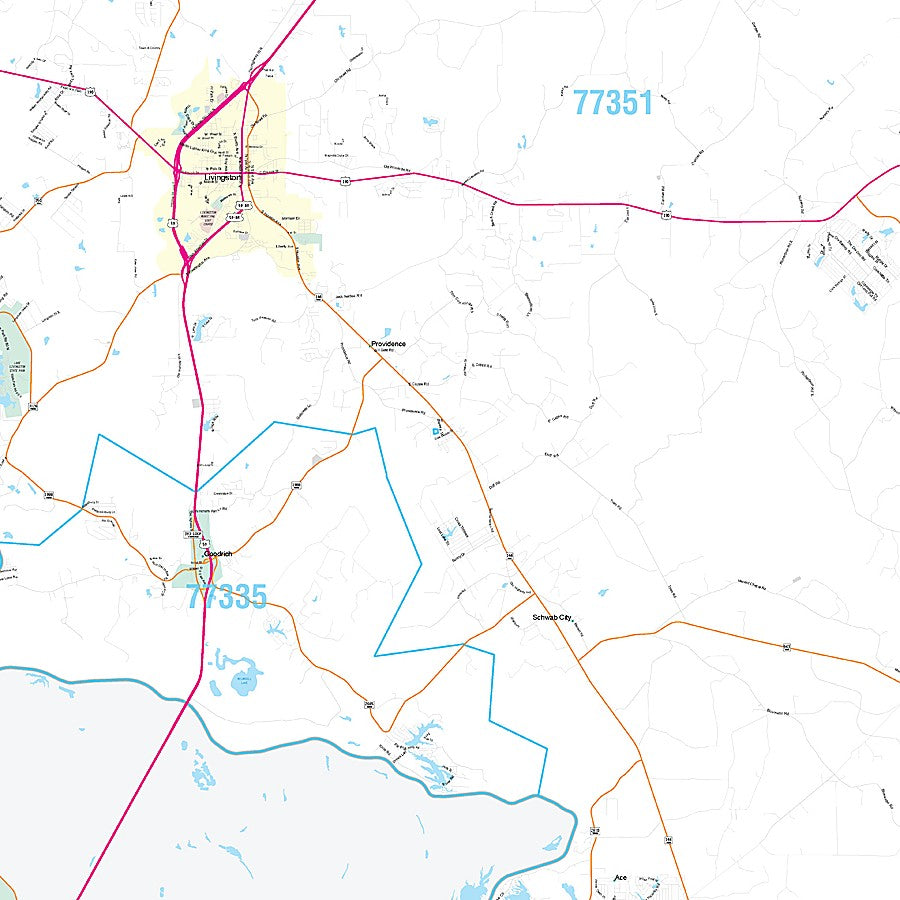Polk County, TX Premium Style Wall Map