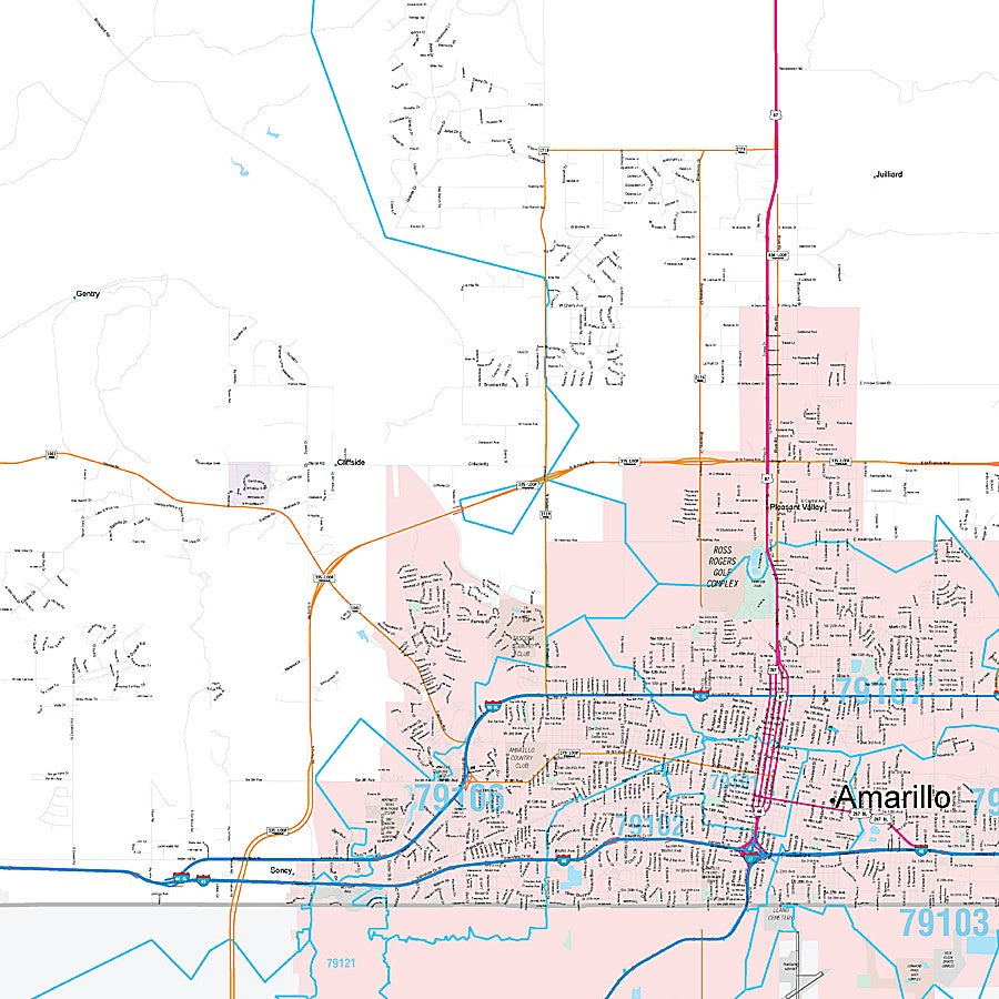 Potter County, TX Premium Style Wall Map