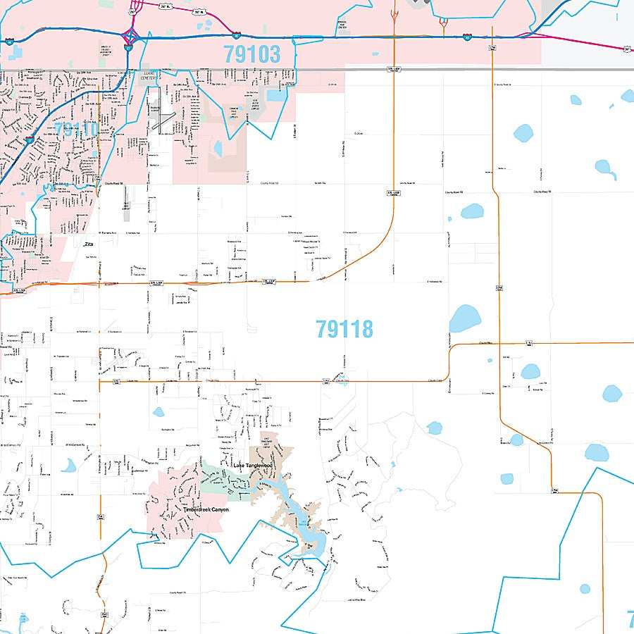 Randall County, TX Premium Style Wall Map