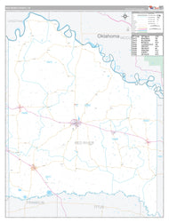 Red River County, TX Premium Style Wall Map