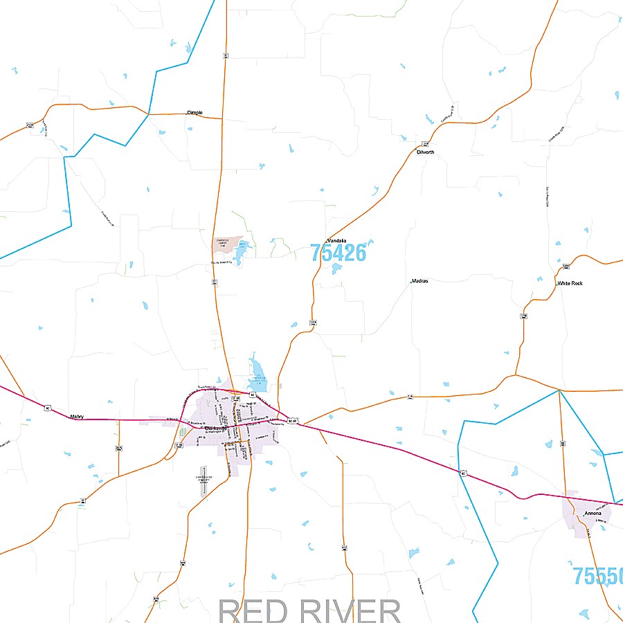 Red River County, TX Premium Style Wall Map