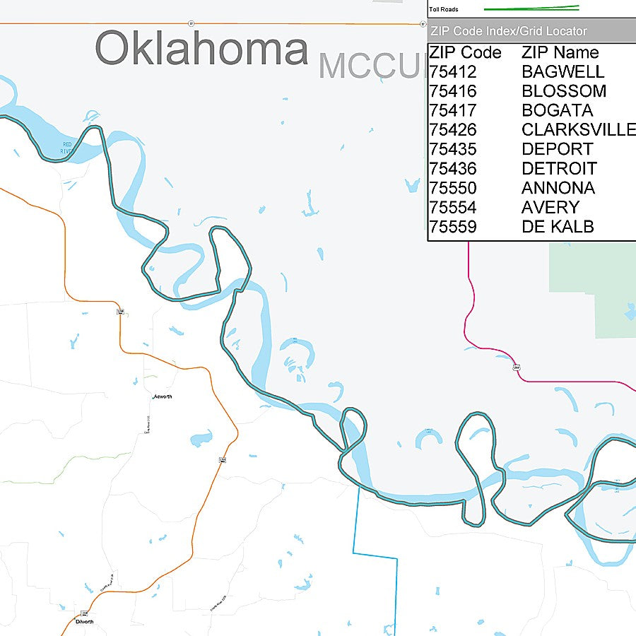 Red River County, TX Premium Style Wall Map