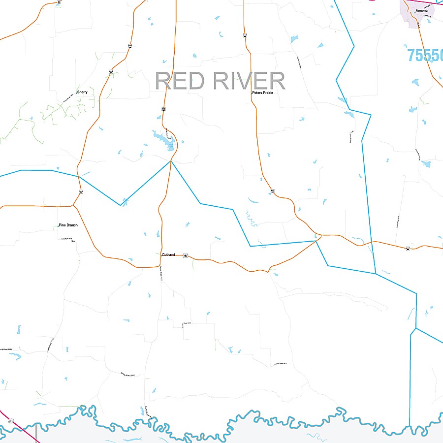 Red River County, TX Premium Style Wall Map