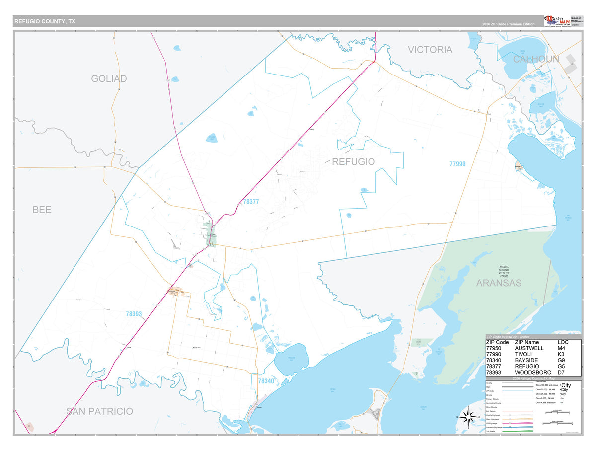 Refugio County, TX Premium Style Wall Map
