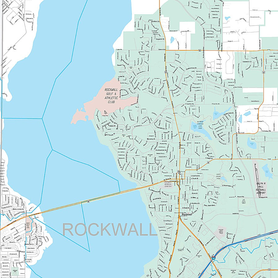 Rockwall County, TX Premium Style Wall Map