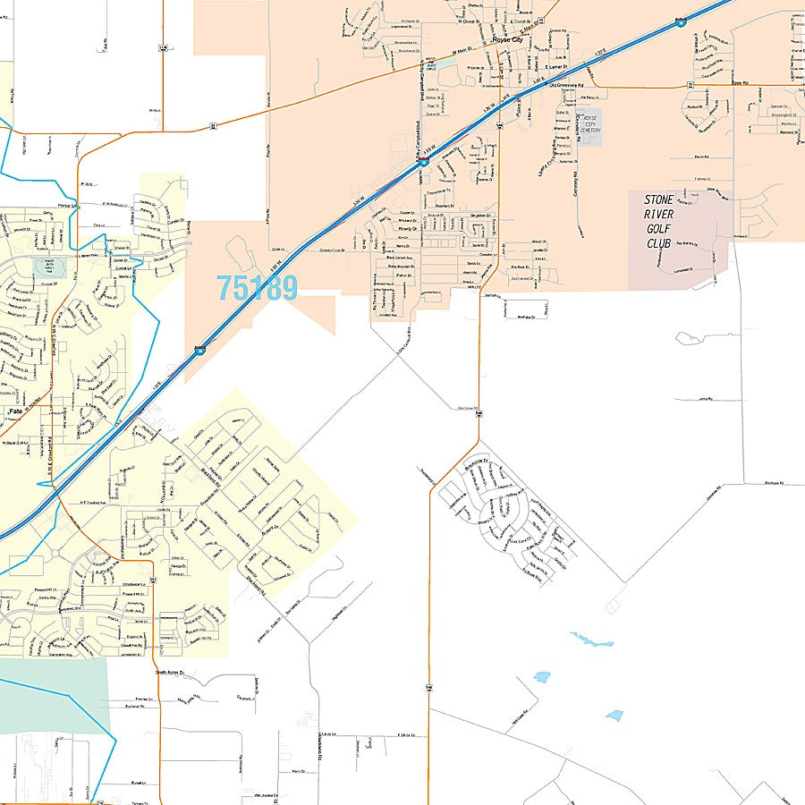 Rockwall County, TX Premium Style Wall Map