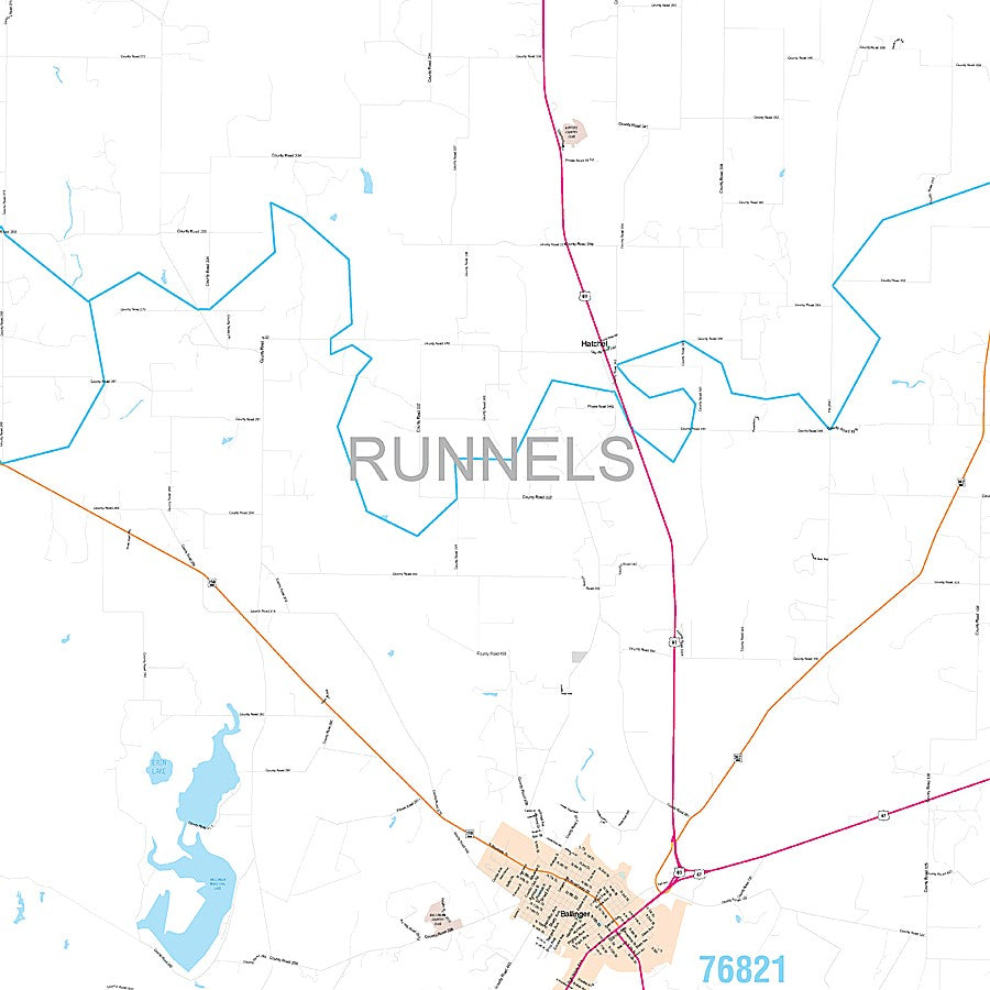 Runnels County, TX Premium Style Wall Map