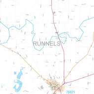 Runnels County, TX Premium Style Wall Map