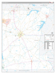 Rusk County, TX Premium Style Wall Map