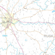 Rusk County, TX Premium Style Wall Map