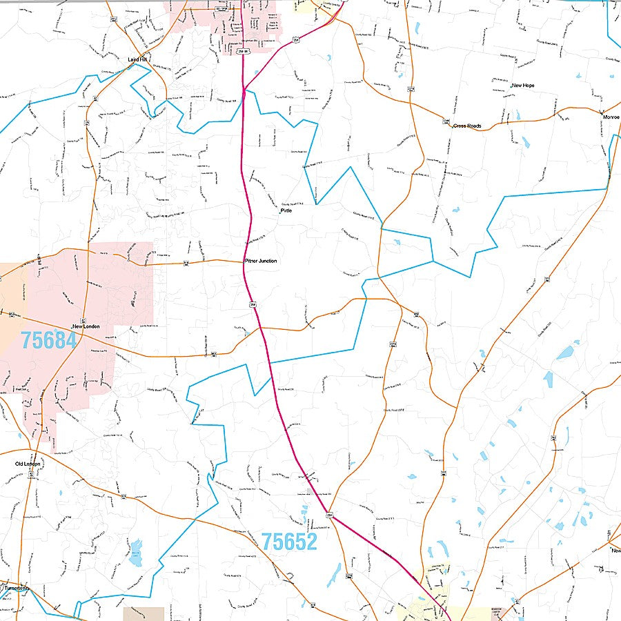 Rusk County, TX Premium Style Wall Map