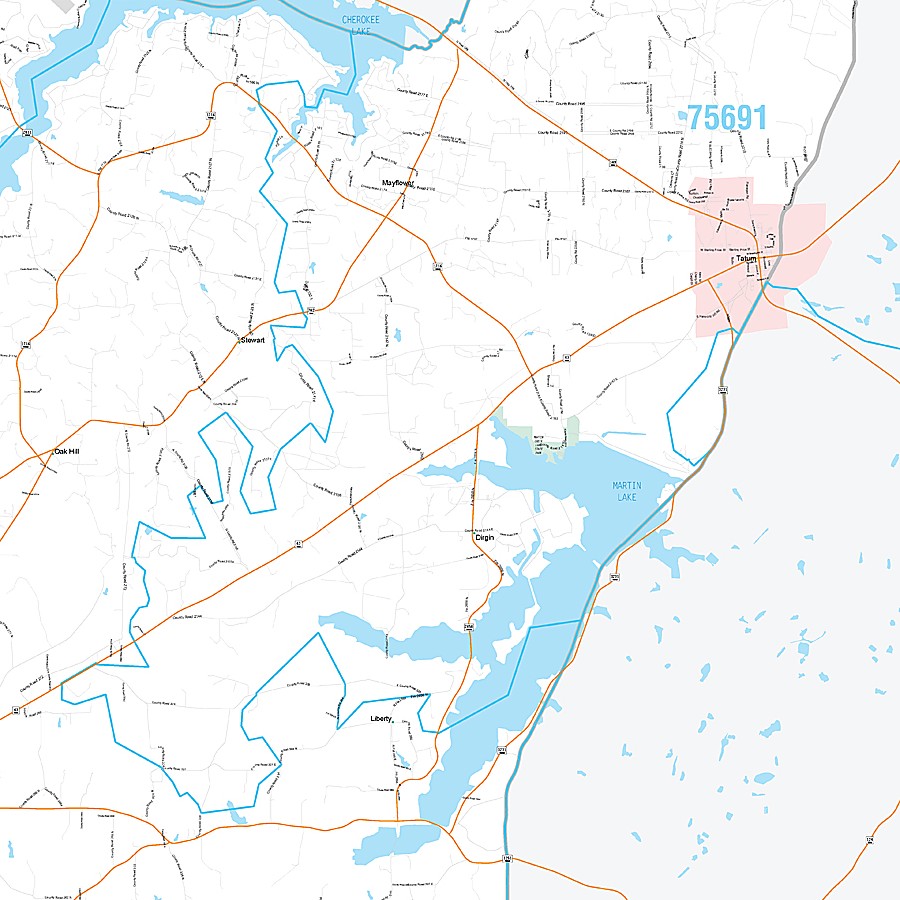 Rusk County, TX Premium Style Wall Map