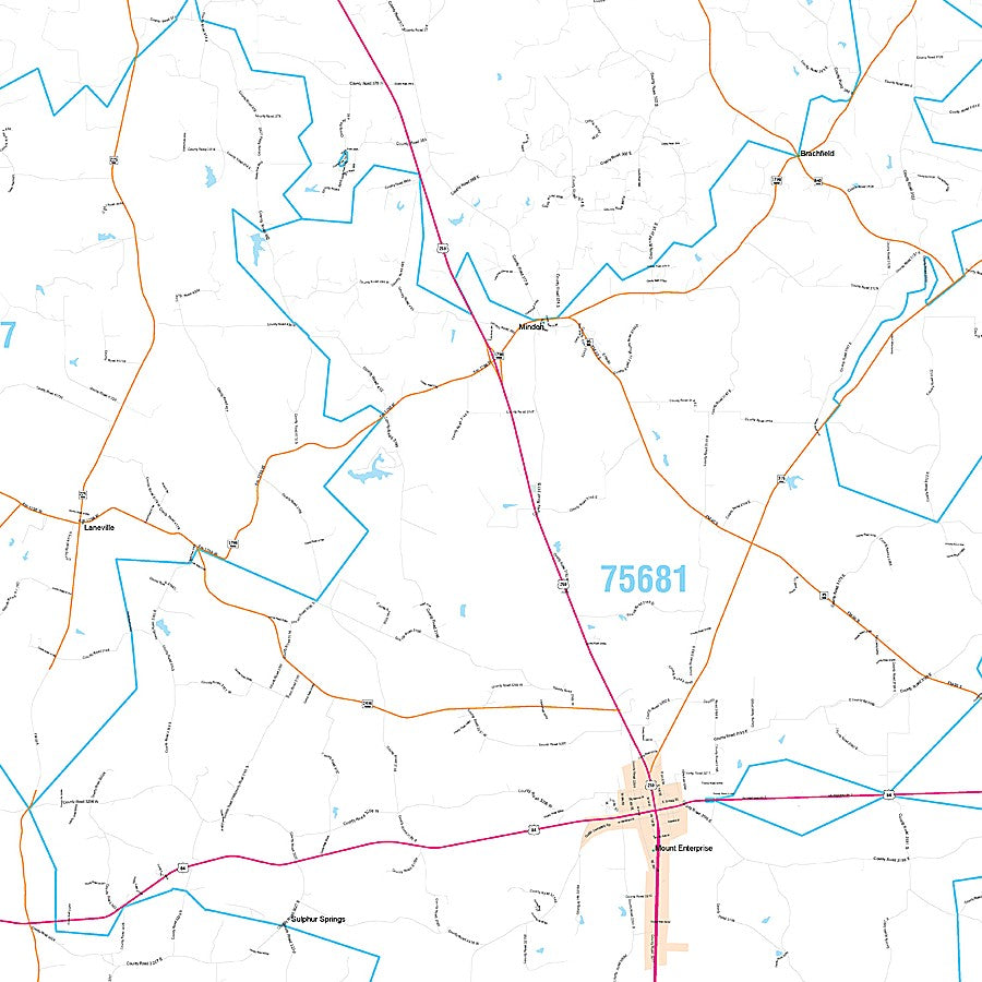 Rusk County, TX Premium Style Wall Map