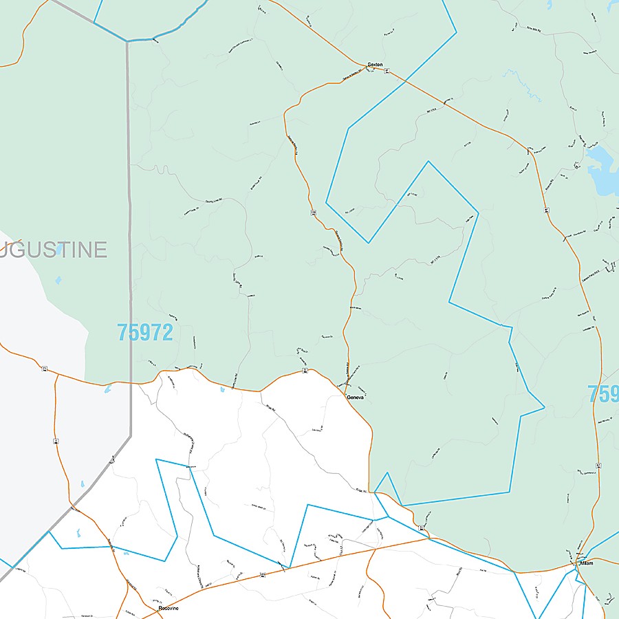 Sabine County, TX Premium Style Wall Map