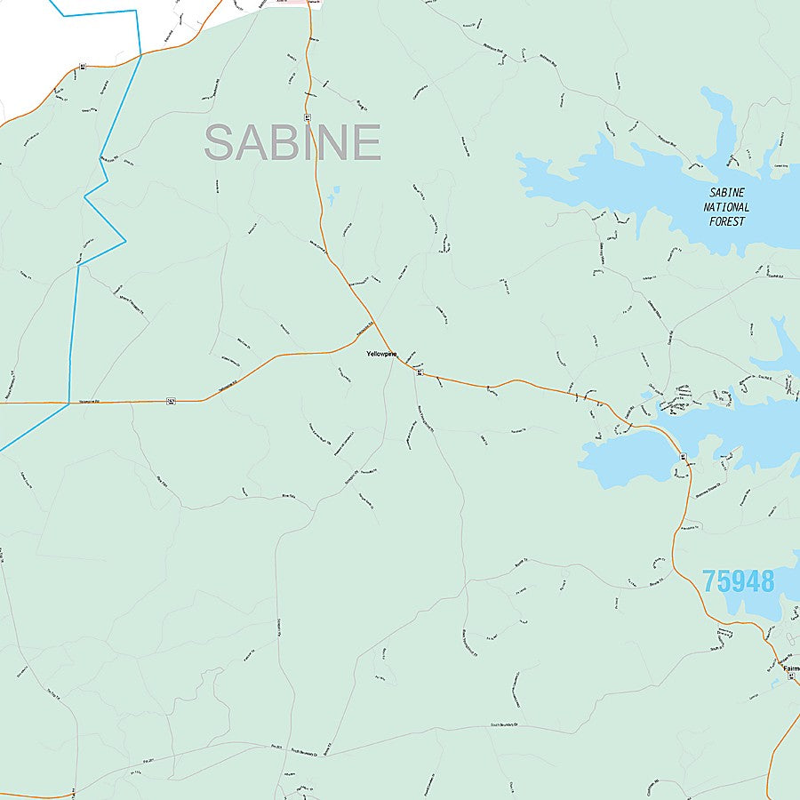 Sabine County, TX Premium Style Wall Map