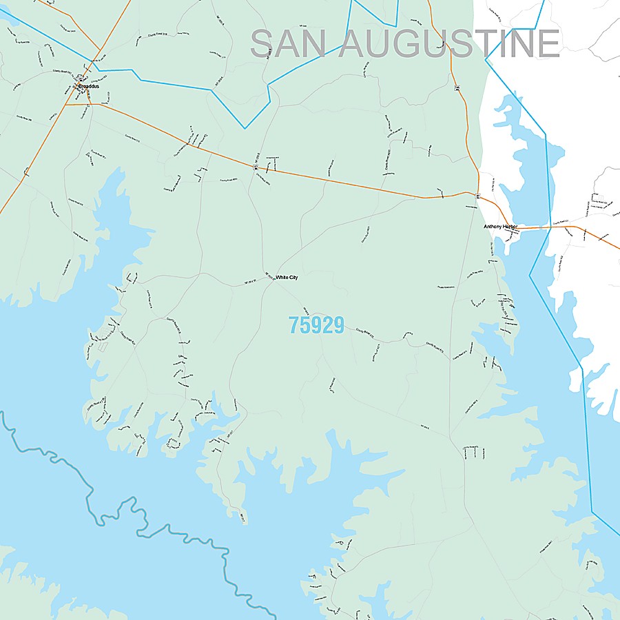 San Augustine County, TX Premium Style Wall Map