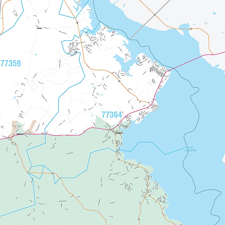 San Jacinto County, TX Premium Style Wall Map