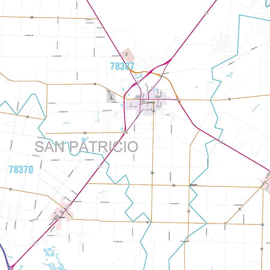 San Patricio County, TX Premium Style Wall Map
