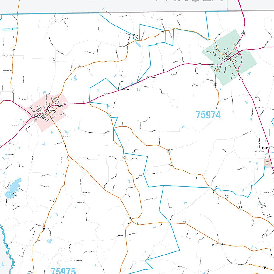 Shelby County, TX Premium Style Wall Map
