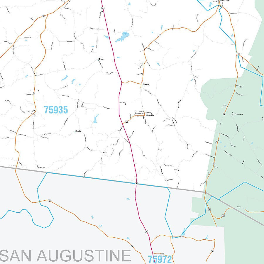 Shelby County, TX Premium Style Wall Map