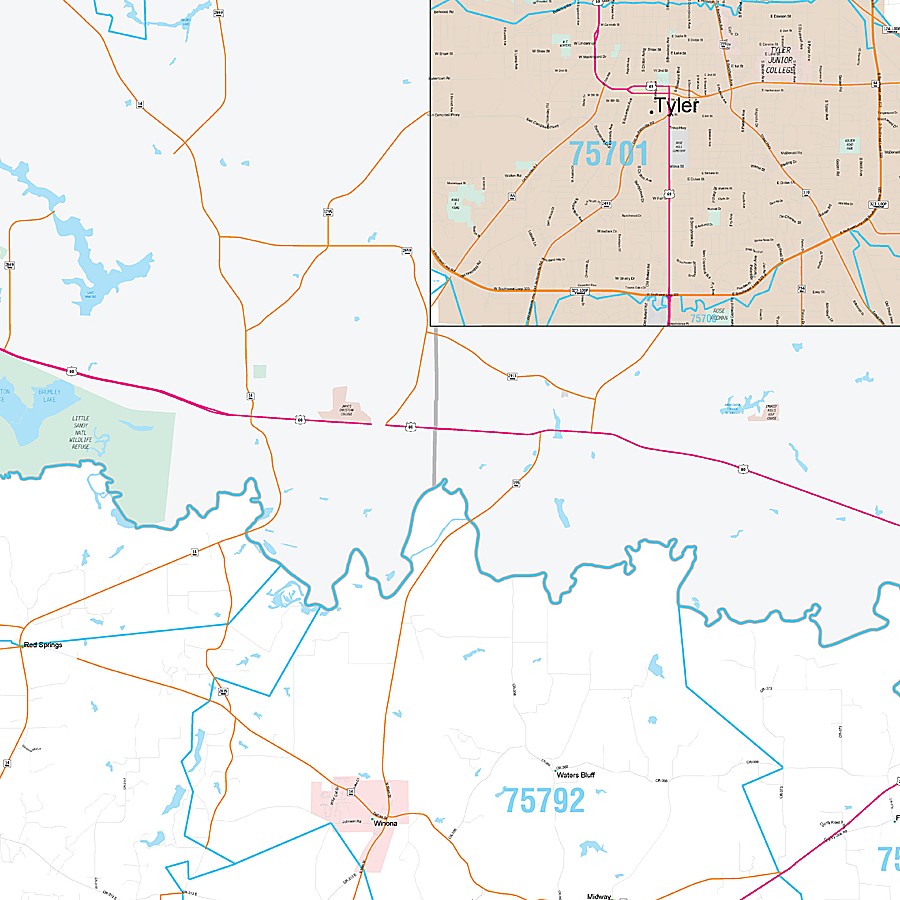 Smith County, TX Premium Style Wall Map