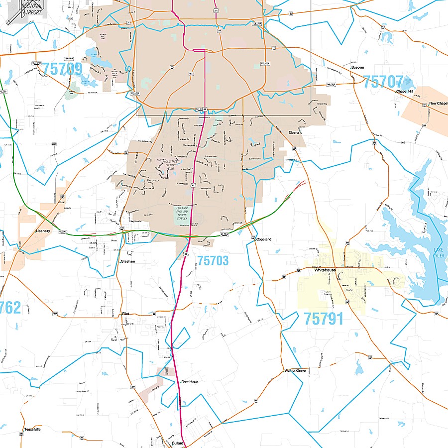 Smith County, TX Premium Style Wall Map