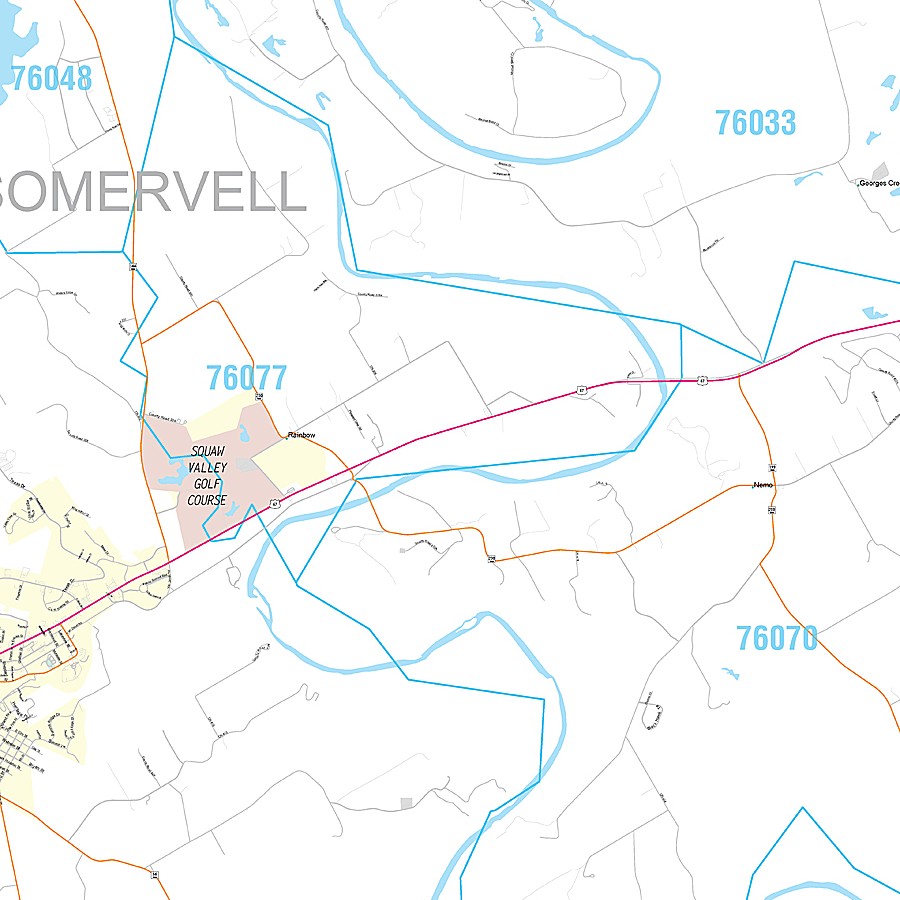 Somervell County, TX Premium Style Wall Map