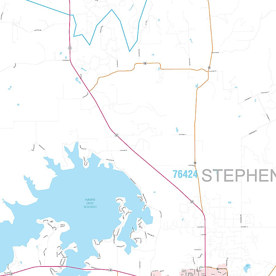 Stephens County, TX Premium Style Wall Map
