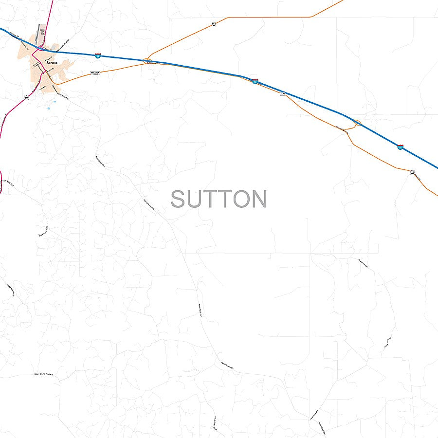 Sutton County, TX Premium Style Wall Map