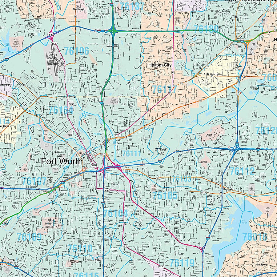 Tarrant County, TX Premium Style Wall Map
