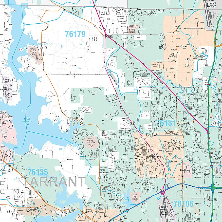 Tarrant County, TX Premium Style Wall Map